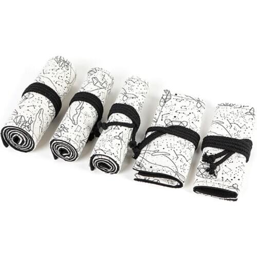 Constellation 12/24/36/48/72 Holes Canvas Roll Pen Curtain Pencil Bag Case Makeup Wrap Holder Storage Pouch