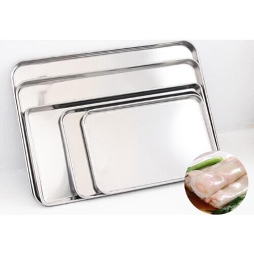 Stainless Steel Steamed Sausage Dish Rectangle Fruit Plate Restaurant Hotel Bread Loaf Pans Cake Baking Pastry Tray