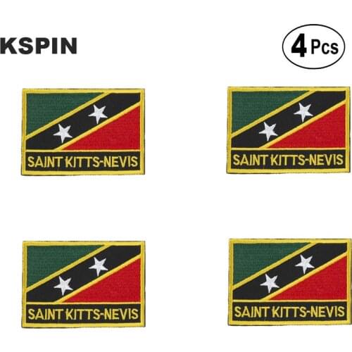 Saint Kitts Rectangular Shape Flag Iron on Saw on Patches Embroidered Flag Patches National Flag Patches for Clothing