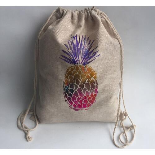 Pineapple Print Custom Vintage Outdoor Beach Gym Swimming Clothing Shoes Storage Bag Drawstring Backpack