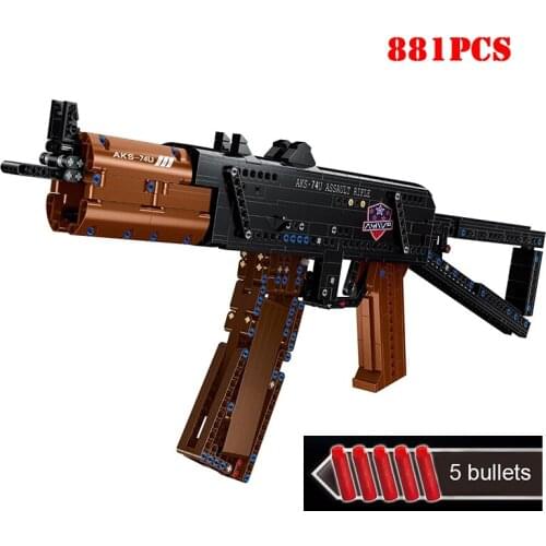 Military Weapon Assault Sniper Rifle Soviet Aks-74u Building Blocks Army Classic Gun Technical Bricks Education Toys Children