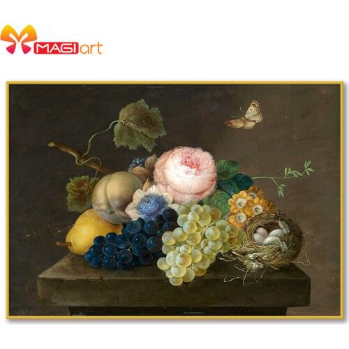 Cross stitch kits Embroidery needlework sets 11CT water soluble canvas patterns 14CT sweet Fruit flower compote -NCMF304