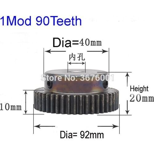 Module1.0 90T Teeth Spur High precision Gear Rack and Pinion rack gear 45# Steel 8/10mm Bore Mod
