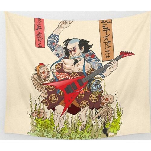 Japanese Ukiyo-e Samurai Pop Band Tattoo Cloth Flag Four-Hole Hanging paintings Cafe Hotel Music Studio Decoration