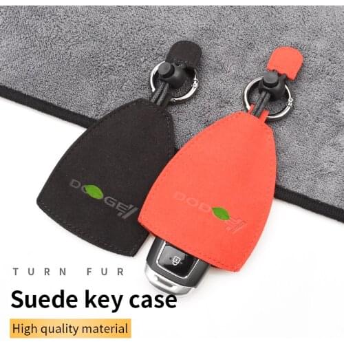 Suede Imprint DODGE Logo Key Case Key Cover for Dodge Ram Journey Charger Dart Challenger Durango Magnum Caliber Nitro Caravan
