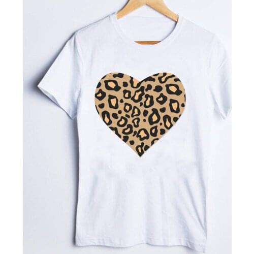 Tees for Women Print Aesthetic Leopard Love Trend Cute 90s Fashion Ladies T Shirt Clothes Lady Tops Clothing Female T-Shirt