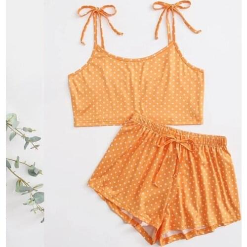 WomenS Clothing Fashion Home Service Two-Piece Vest Polka Dot Camisole Shorts Pajamas 2021 New Loose Comfortable Casual Set