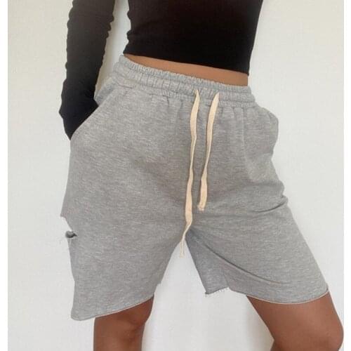 2021 Summer Adjust Rope Waist Knee Length Wide Leg Pants Women Hurr Cuff Casual Slit Trousers Streetwear Leisure Pants A398