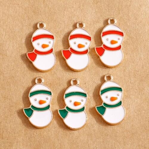 10pcs 12*20mm Enamel Pendants Christmas Snowman Charms for Jewelry Making DIY Bracelets Necklaces Charms Accessories