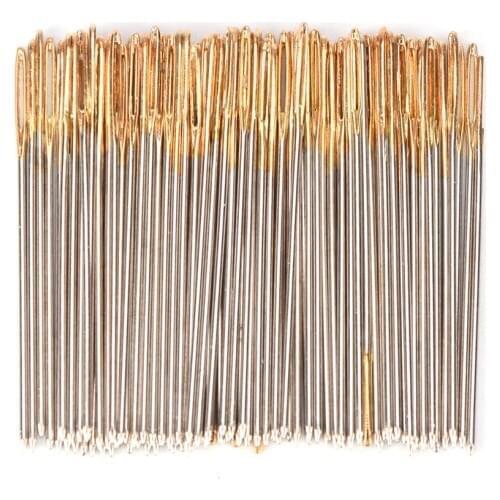 100 Pcs/Lot Golden Tail Embroidery Fabric Cross Stitch Needles Size 24 For 11CT Stitch Cloth Sewing Kit Wholesale Accessories