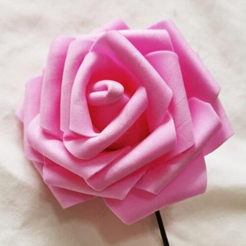 100PCS/8CM with rod artificial PE foam rose flower bridal bouquet wedding party decoration scrapbook DIY fake flowers