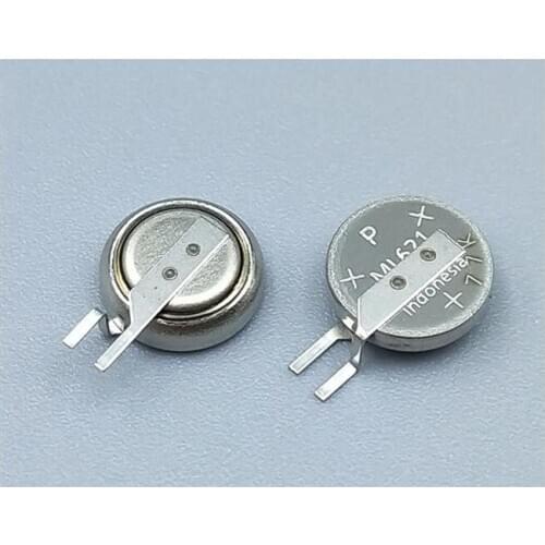 2pcslot Panasonic ML621S/DN 3V Button Batteries Cell ML621 Rechargeable Coin Battery with Soldering feet