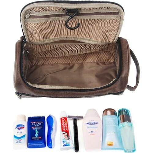 2Pcs/set Waterproof Toiletry PU Leather Cosmetic Bag Large Capacity Unisex Make up Case Beauty Storage Bags Travel Accessories