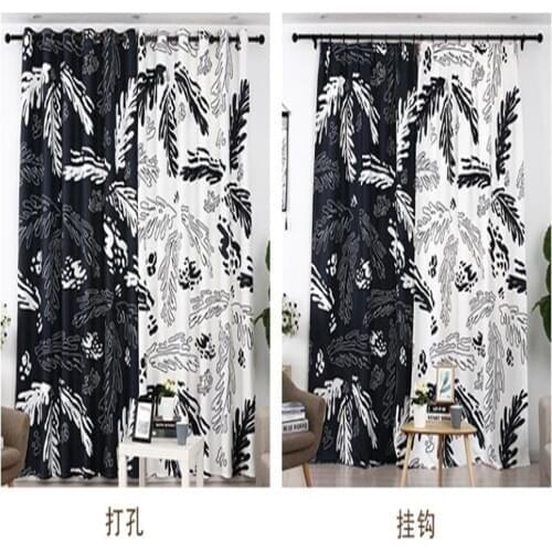 3d curtains Simple modern curtain custom finished black and white style leaf curtain soundproof windproof curtains