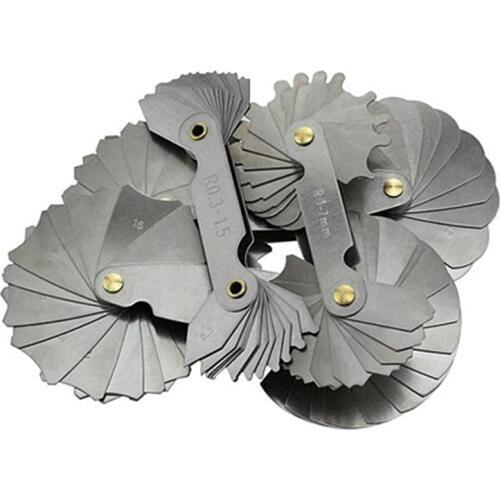 FJS 4 Pcs Radius Gauges Set R0.3-1.5/R1-7mm/R7.5-15mm/R15.5-25mm Stainless Steel Gauges Measuring Tools