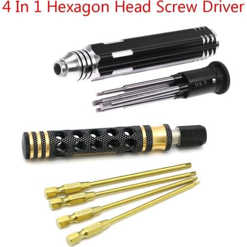 4 In 1 Hexagon Head Screw Driver Titanium Alloy Steel Hex ScrewDriver Tools Kit For RC Plane FPV Drone Tools H1.5 H2.0 H2.5 H3.0