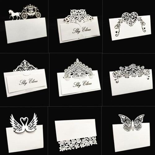 50 pieces Name Place Cards Wedding Decoration Table Decor Table Name Message Greeting Card Baby Shower Party Supplies White 5Z