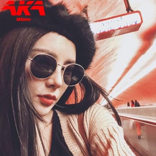 AKAgafas 2021 Round Hip Hop Sunglasses Women Retro Luxury Eyewear Classic Brand Designer Sun Glasses Driving Oculos De Sol Gafas