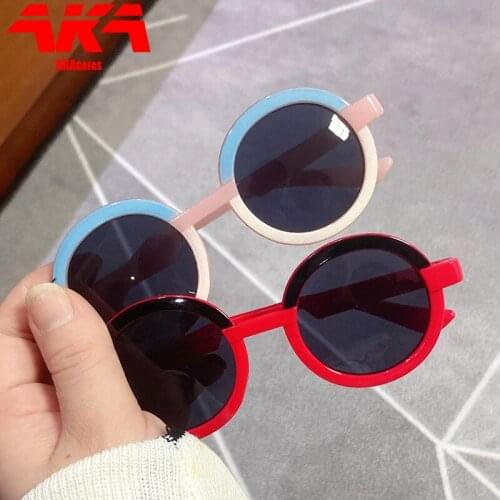 AKAgafas Children Sunglasses 2021 Round Glasses for Boys and Girls Jelly Color Personality Kids Sunglasses Classic Gafas De Sol