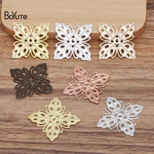 BoYuTe Wholesale (100 Pieces/Lot) 13/20/25MM Stamping Filigree Flower Charm Hand Made Materials DIY Charms for Jewelry Making