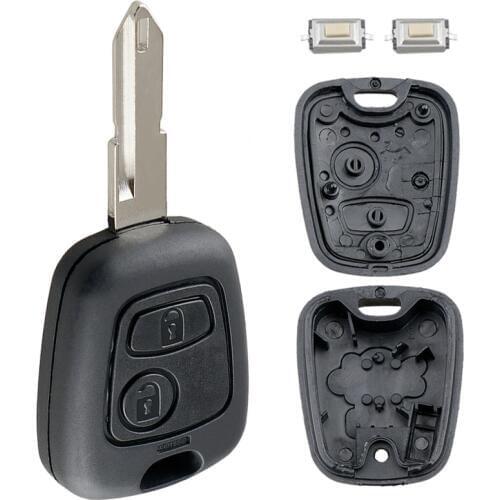 Car Key Shell Case Replacement 2 Button Car Remote Key Shell with 206 Blade and 2 Micro Switch Fit for Peugeot 106 206 306 406