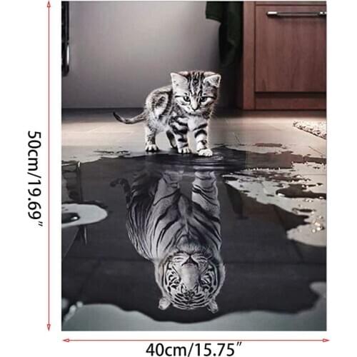 Cat Reflection Digital Oil Painting By Numbers Canvas Wall Picture Home Decor