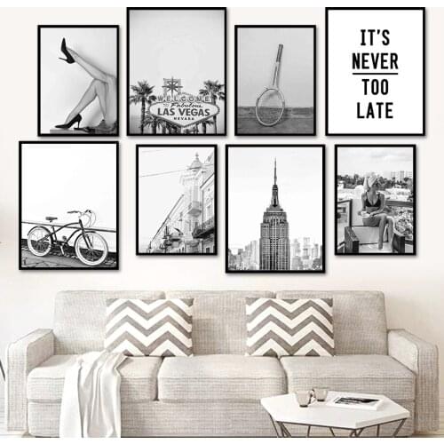Las Vegas Scenery Sexy Girl Bicycle Quote Wall Art Canvas Painting Nordic Posters And Prints Wall Pictures For Living Room Decor