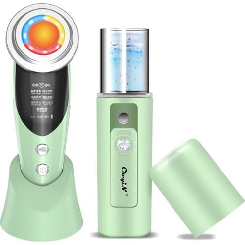 EMS Skin Rejuvenation Beauty Massager LED Photon Anti Age Wrinkle Remover Ultrasonic Face Firming Hot Compress Skin Care Roller