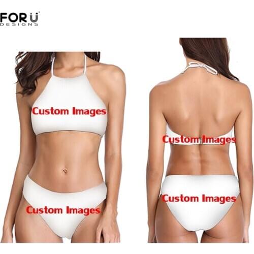 FORUDESIGNS New Arrival Custom Your Own Logo/Image/Photo Print Women Bikini Set Two-piece Swimsuits Bathing Beach Swimwear 2020