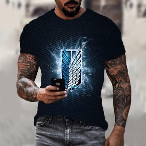 Tokyo T-shirt 2021 new summer mens short-sleeved 3D printing attack giant anime top fashion breathable sports running wear