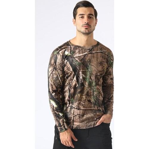 Camouflage T Shirt Men Breathable Quick Dry Long Sleeve T-shirt Mens Outdoor Sports Army Combat Tactical Military Camo Tshirts