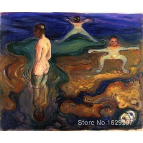 Paintings for living room wall Bathing Boys c. Edvard Munch High quality Hand painted