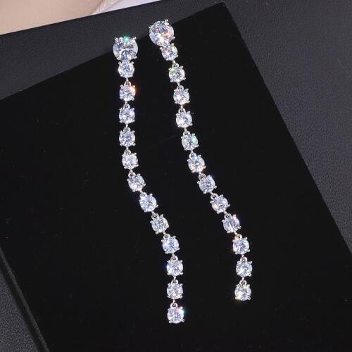 Classic Elegant AAA Cubic Zircon Drop Earrings for Women Bride Fashion Long Earrings Brincos Bijoux Wedding Jewelry Gifts WX157