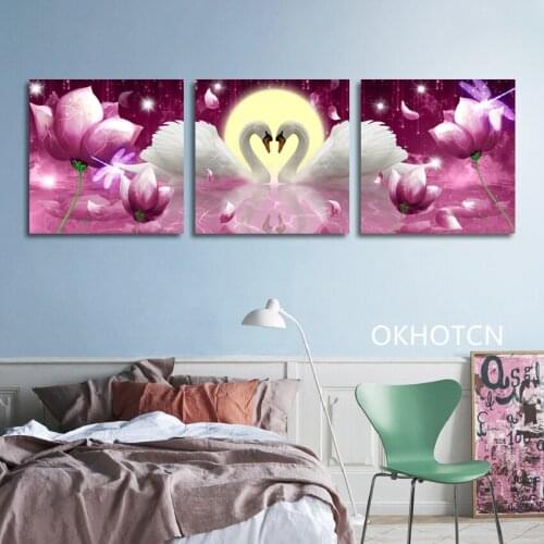 Classic Swan Flower Print Home Decor Beautiful Nordic Canvas Painting Wall Art Picture Living Room Nordic Art Decor Painting