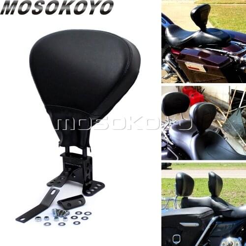Motorcycle Adjustable Stitched Rider Driver Backrest Pad Kit For Harley Touring Road King Street Glide Road Glide FLTR 2009-2021