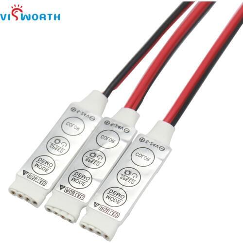 VisWorth (10pcs/lot) RGB Controller for LED Strip or Car AC 12V 3 Buttons High Quality