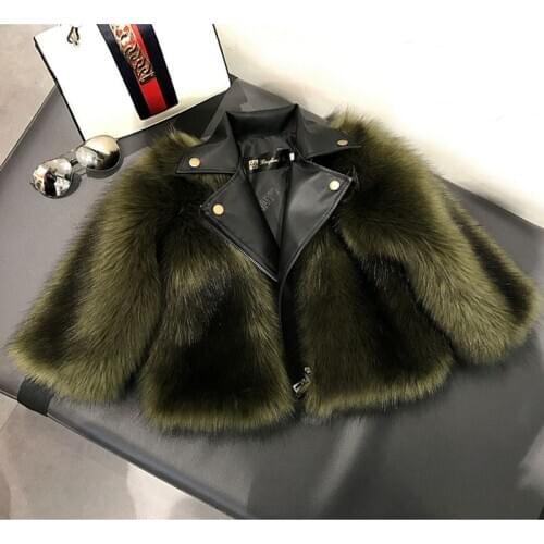 Children Faux Fur Coat Girls Autumn Winter Jacket Kids Snowsuit Fluffy Fur Clothes Girls Long Sleeve Leather Jacket