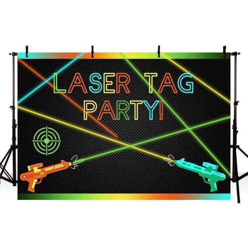 Mehofoto Laser Tag Themed Backdrop for Photography Laser Gun Boy Birthday Cake Table Decor Background Game Theme Party Backdrop