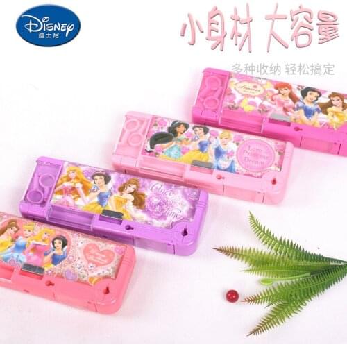 Disney Princess Childrens Multifunctional Stationery Box Student Cartoon Large Capacity Key Unlocking Creative Pencil Box Gift