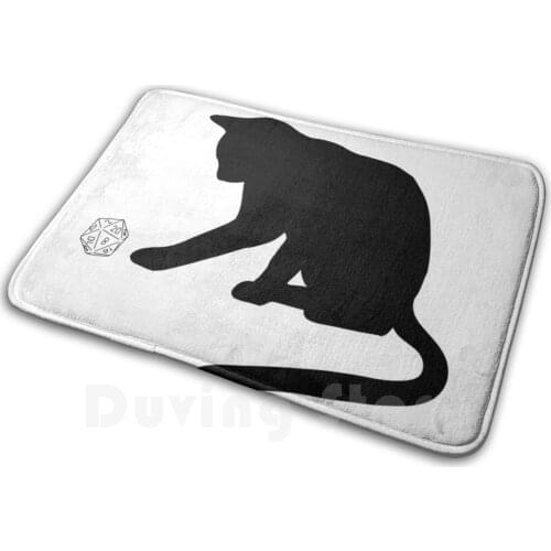 D20 Cat Soft Non-Slip Mat Rug Carpet Cushion Cat D20 Dnd Kitty Meow Fun Game Rp Roleplay Nerd