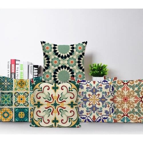 Bohemian Style Cushion Cover Vintage Decorative Throw Pillow Covers Retro Geometric Pattern Pillowcase for Sofa Car