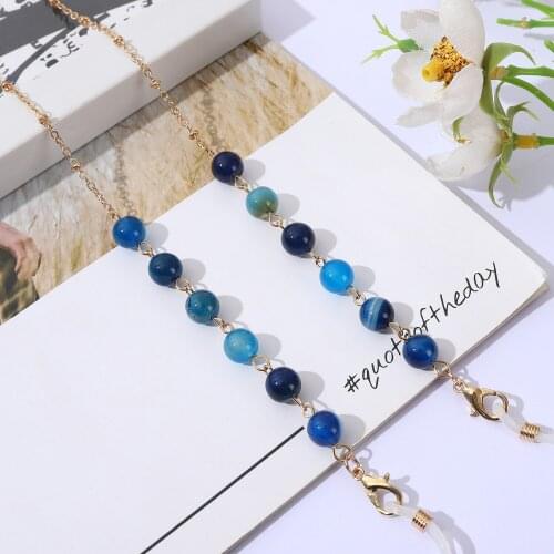 ZV New Boho Mask Chain Color Stone Beaded For Women Gift Jewelry Face Cover Metal Necklaces Sunglasses Lanyard of Mask Holder