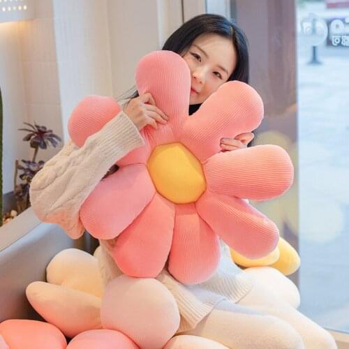 New Arrive 50-80cm 3 Sizes Daisy Plush Plant Pillow Lifelike Sunflower Seat Cushion Down Cotton Filled Chair Flower Pillow