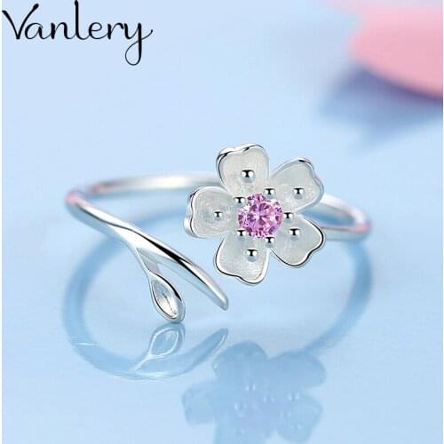 Personality Bohemian Vintage Crystal Cheery Flower Rings For Women Men Rings Gothic Jewelry Valentines Gifts 2021