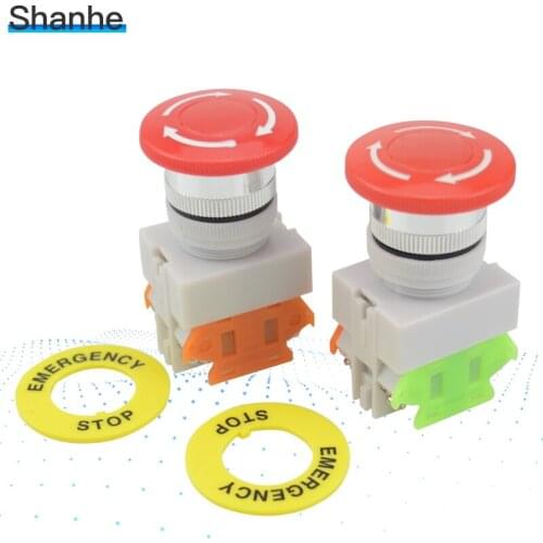 Amico Red Mushroom Cap 1NO 1NC DPST Emergency Stop Push Button Switch AC 660V 10A e-stop switch