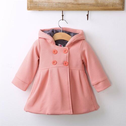 Baby Girl Hooded Trench Coat Fall Winter Windbreaker Parka Jacket Kids Outerwear Baby Girls Jackets