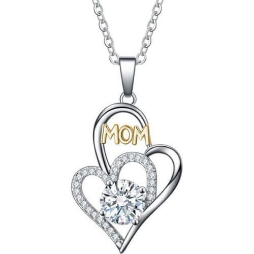 LOYE Double Heart Pendant Necklace Cubic Zirconia Clavicle Chain Necklaces for Women Mothers Day Jewelry Gifts Dropshipping