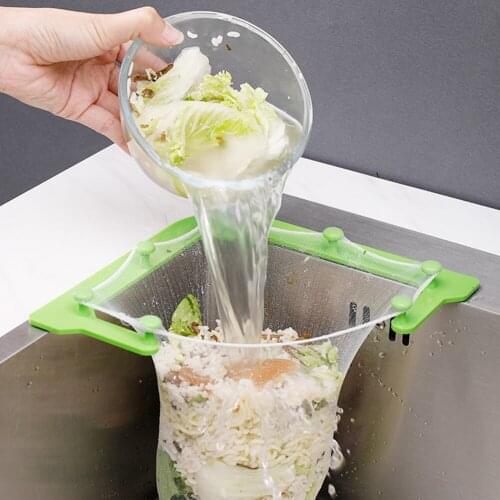 Hanging Net Filter Bag Multi-Purpose Triangle Drainage Rack Sink Leftovers Filter Anti-blocking Funnel Household Kitchen Tool