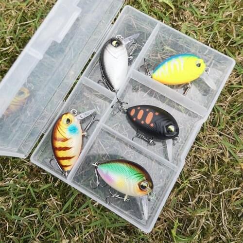 FOVONON 5pcs with box New Peche Japanese Design Hard Fishing Lure Mini Wobblers Crank Bait Floating Crankbait