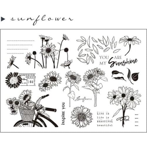 Sunflower Transparent Clear Silicone Stamp/Seal for DIY scrapbooking/photo album Decorative clear stamp sheets A1540
